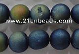 CAG6265 15 inches 14mm round plated druzy agate beads wholesale