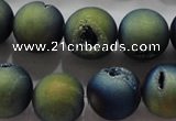 CAG6267 15 inches 18mm round plated druzy agate beads wholesale