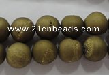 CAG6274 15 inches 12mm round plated druzy agate beads wholesale