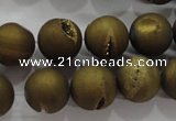 CAG6275 15 inches 14mm round plated druzy agate beads wholesale