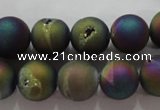 CAG6282 15 inches 8mm round plated druzy agate beads wholesale