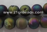 CAG6283 15 inches 10mm round plated druzy agate beads wholesale