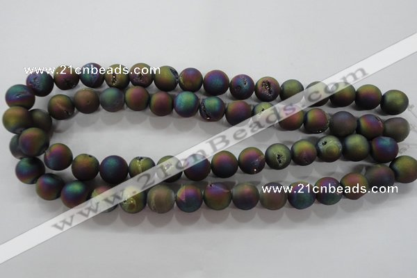 CAG6283 15 inches 10mm round plated druzy agate beads wholesale