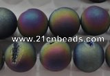 CAG6286 15 inches 16mm round plated druzy agate beads wholesale