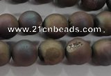 CAG6292 15 inches 8mm round plated druzy agate beads wholesale