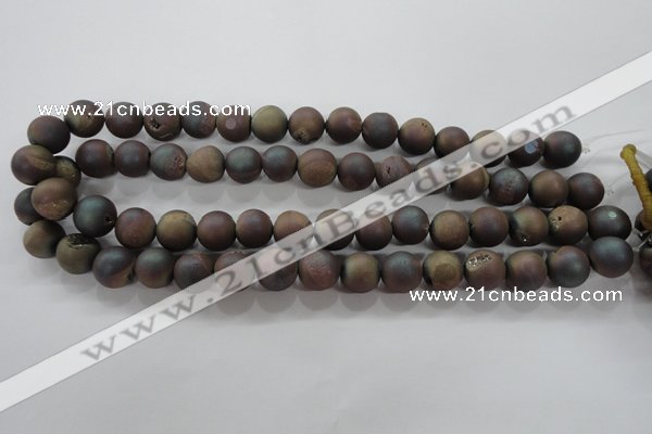 CAG6292 15 inches 8mm round plated druzy agate beads wholesale