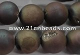 CAG6295 15 inches 14mm round plated druzy agate beads wholesale