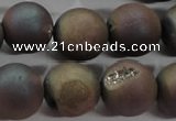 CAG6296 15 inches 16mm round plated druzy agate beads wholesale