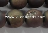 CAG6297 15 inches 18mm round plated druzy agate beads wholesale