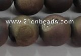 CAG6298 15 inches 20mm round plated druzy agate beads wholesale