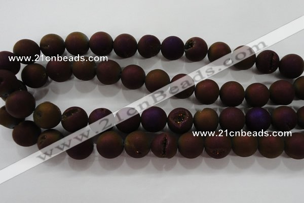 CAG6304 15 inches 12mm round plated druzy agate beads wholesale