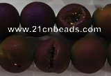 CAG6305 15 inches 14mm round plated druzy agate beads wholesale