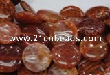 CAG631 15.5 inches 14mm coin natural fire agate beads wholesale