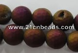 CAG6313 15 inches 10mm faceted round plated druzy agate beads