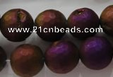 CAG6314 15 inches 12mm faceted round plated druzy agate beads