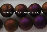 CAG6316 15 inches 16mm faceted round plated druzy agate beads