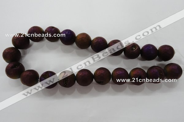 CAG6317 15 inches 18mm faceted round plated druzy agate beads