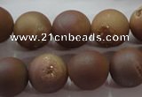 CAG6325 15 inches 14mm round plated druzy agate beads wholesale