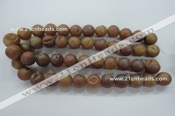 CAG6332 15 inches 8mm faceted round plated druzy agate beads