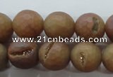 CAG6333 15 inches 10mm faceted round plated druzy agate beads