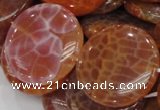 CAG634 15.5 inches 40mm coin natural fire agate beads wholesale