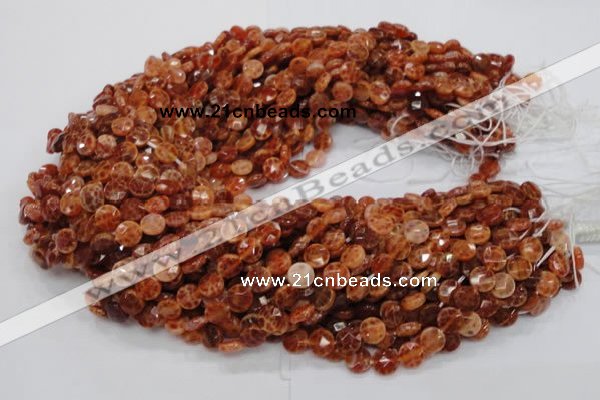 CAG635 15.5 inches 8mm faceted coin natural fire agate beads