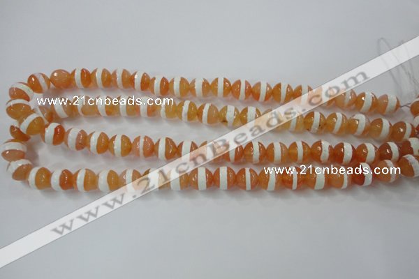 CAG6352 15 inches 12mm faceted round tibetan agate gemstone beads