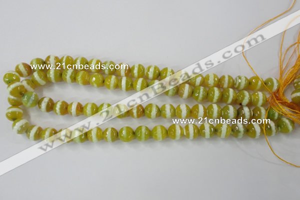 CAG6355 15 inches 10mm faceted round tibetan agate gemstone beads