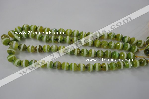 CAG6359 15 inches 10mm faceted round tibetan agate gemstone beads