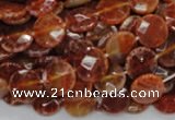 CAG636 15.5 inches 10mm faceted coin natural fire agate beads