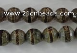 CAG6367 15 inches 10mm faceted round tibetan agate gemstone beads