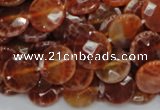 CAG637 15.5 inches 12mm faceted coin natural fire agate beads