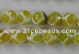 CAG6372 15 inches 12mm faceted round tibetan agate gemstone beads