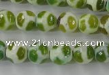 CAG6374 15 inches 8mm faceted round tibetan agate gemstone beads