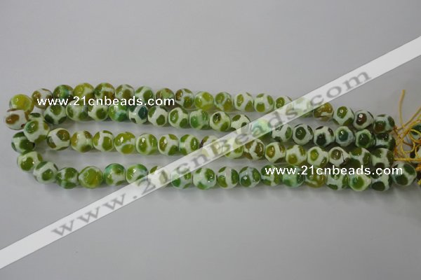 CAG6374 15 inches 8mm faceted round tibetan agate gemstone beads