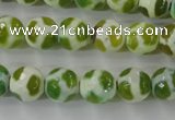 CAG6375 15 inches 10mm faceted round tibetan agate gemstone beads