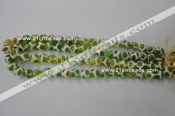 CAG6375 15 inches 10mm faceted round tibetan agate gemstone beads