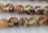 CAG6379 15 inches 10mm faceted round tibetan agate gemstone beads