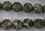 CAG6382 15 inches 8mm faceted round tibetan agate gemstone beads