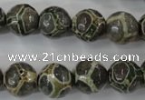 CAG6382 15 inches 8mm faceted round tibetan agate gemstone beads