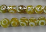 CAG6387 15 inches 8mm faceted round tibetan agate gemstone beads