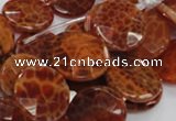 CAG639 15.5 inches 20mm faceted coin natural fire agate beads