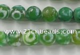 CAG6392 15 inches 10mm faceted round tibetan agate gemstone beads