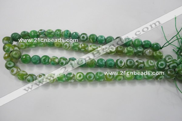 CAG6392 15 inches 10mm faceted round tibetan agate gemstone beads
