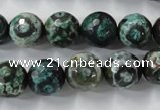 CAG6396 15 inches 10mm faceted round tibetan agate gemstone beads