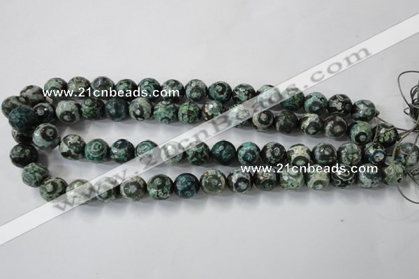 CAG6396 15 inches 10mm faceted round tibetan agate gemstone beads