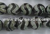 CAG6401 15 inches 12mm faceted round tibetan agate gemstone beads