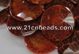 CAG641 15.5 inches 35mm faceted coin natural fire agate beads