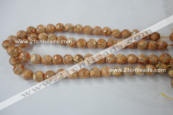 CAG6419 15 inches 10mm faceted round tibetan agate gemstone beads