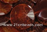 CAG642 15.5 inches 40mm faceted coin natural fire agate beads